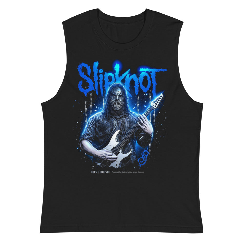 Sin Mangas Slipknot Blue Neon Mask White Guitar - Plano