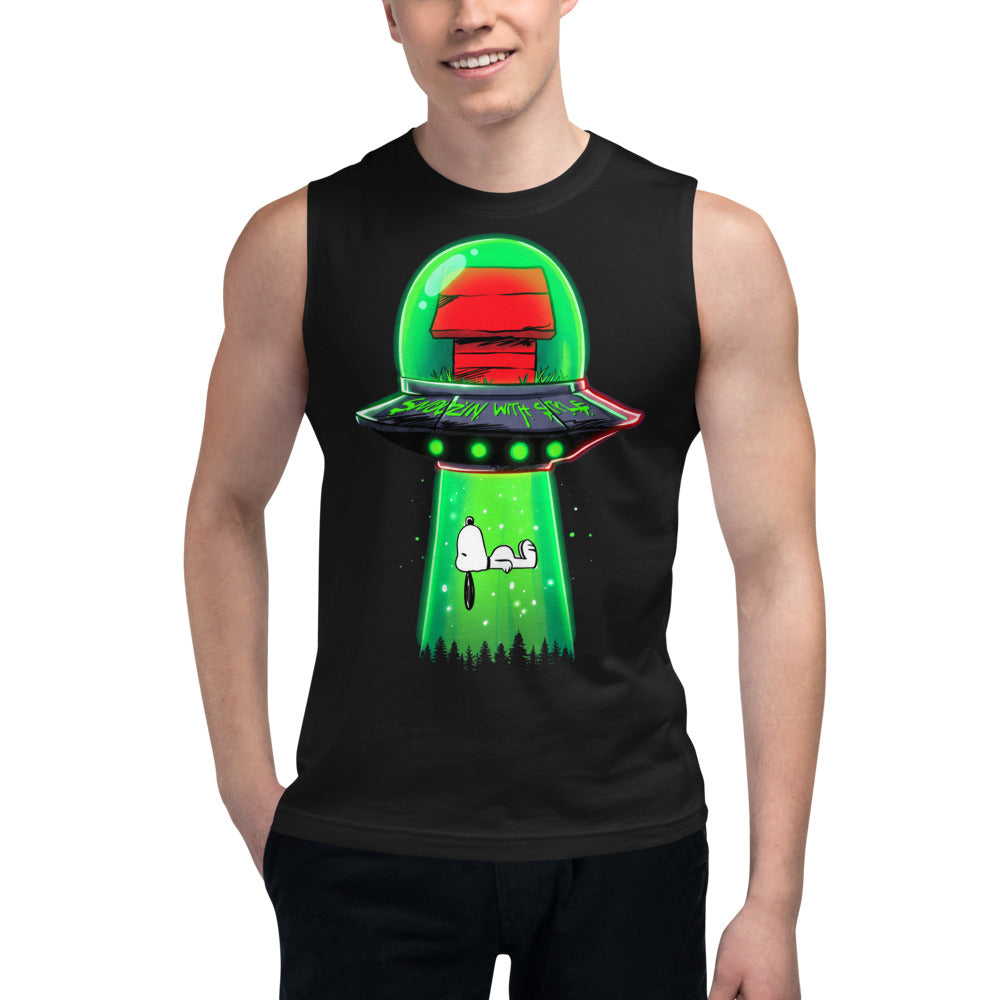Sin Mangas Snoopy UFO Snoozin With Style - Modelo masculino
