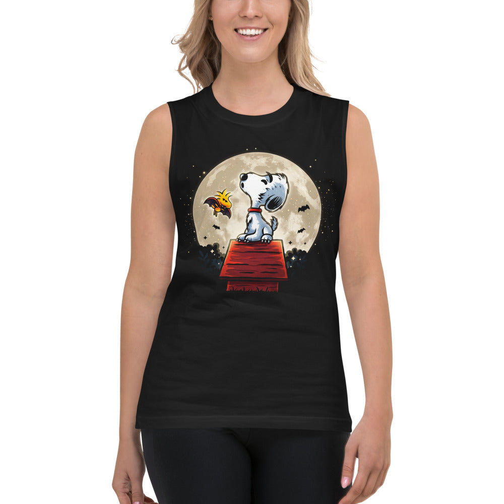 Sin Mangas Snoopy Woodstock Vampire Full Moon Doghouse - Modelo femenina