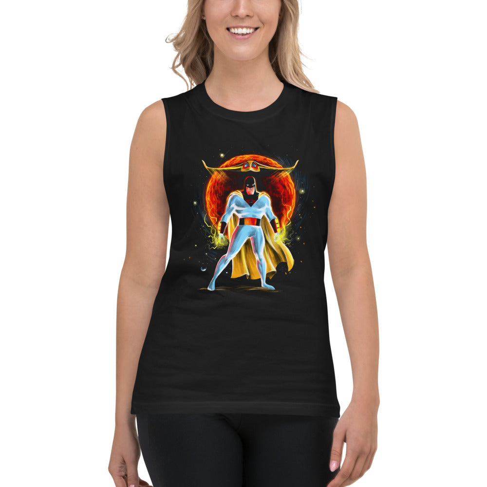 Sin Mangas Space Ghost Red Sun Cosmic - Modelo femenina