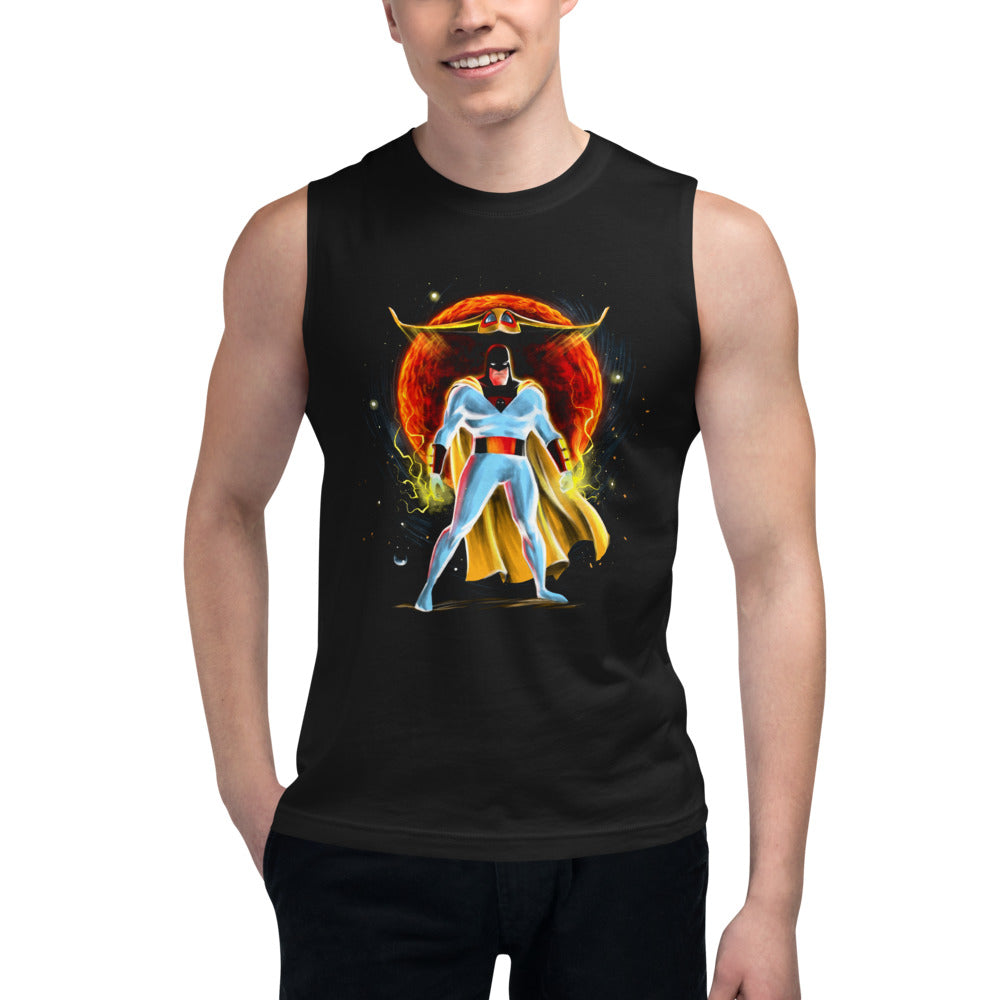 Sin Mangas Space Ghost Red Sun Cosmic - Modelo masculino