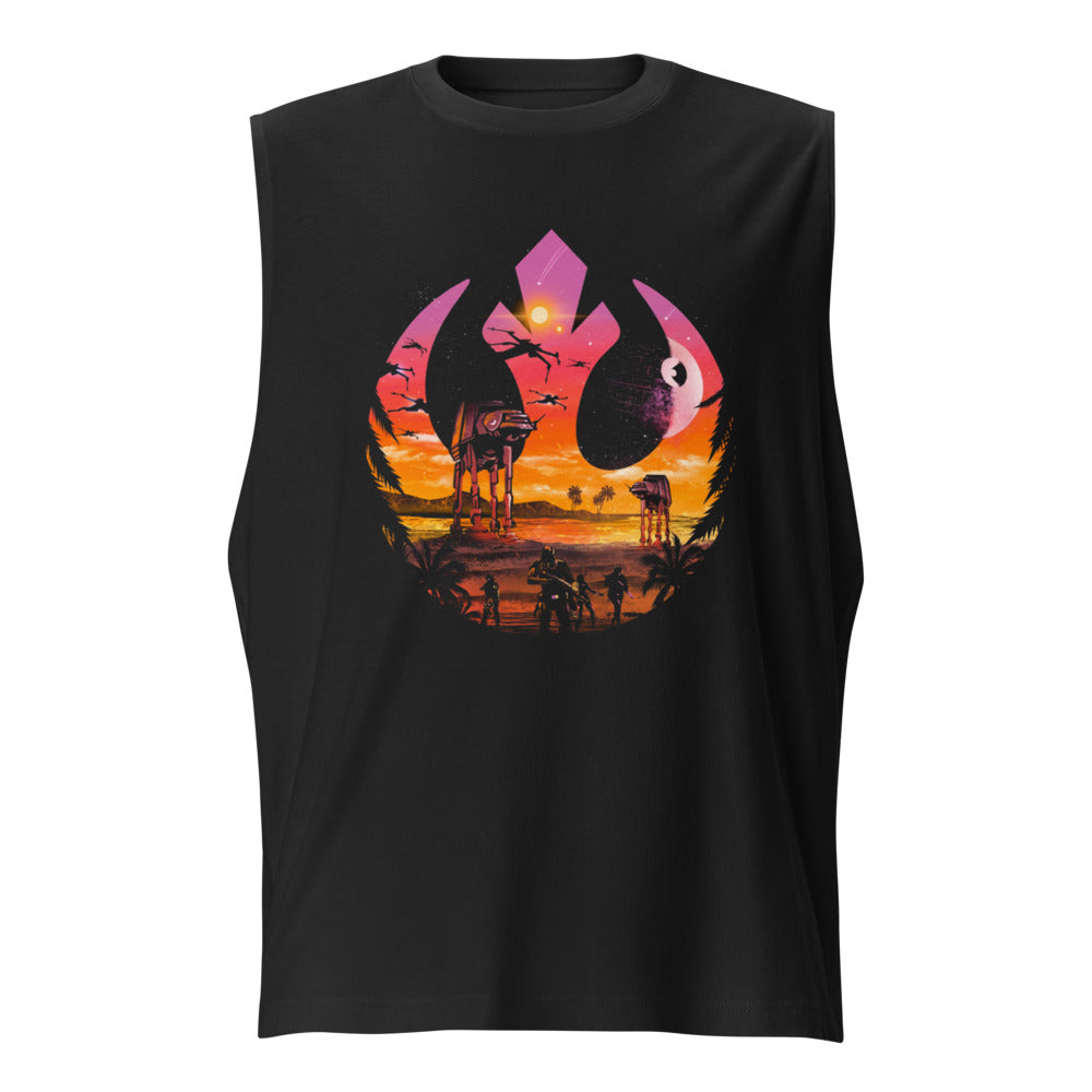 Sin Mangas Star Wars Rebel Emblem Death Star Sunset - Frente