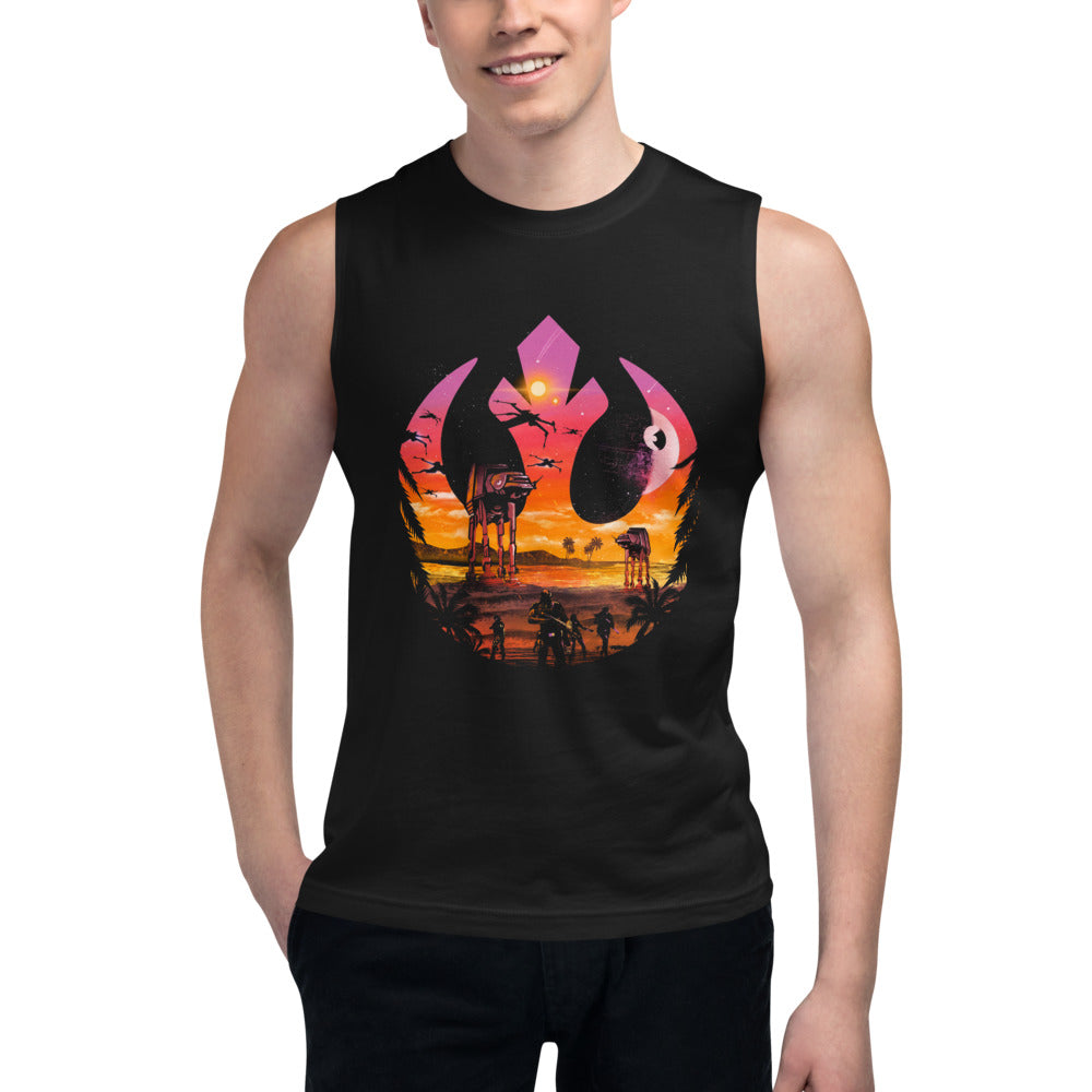Sin Mangas Star Wars Rebel Emblem Death Star Sunset - Modelo masculino