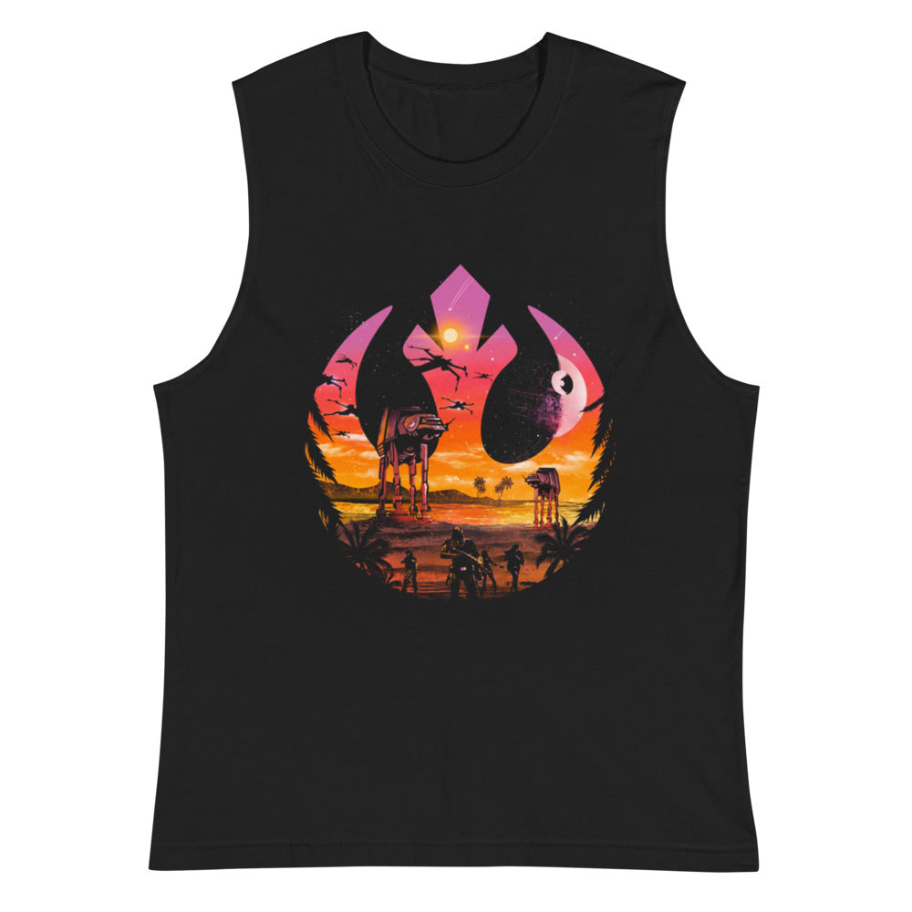 Sin Mangas Star Wars Rebel Emblem Death Star Sunset - Plano