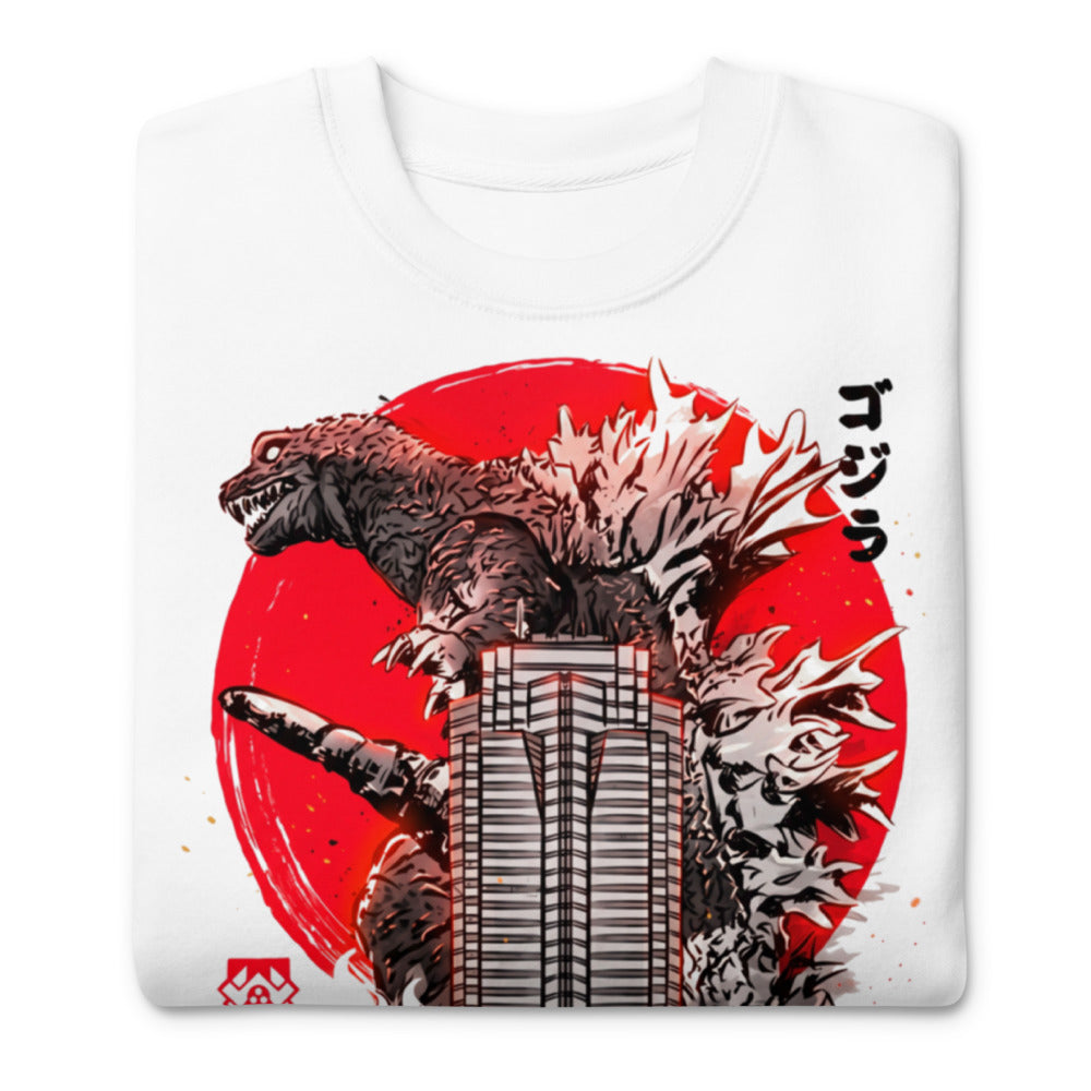 Suéter Godzilla Sumi-e Red Sun Skyscraper - Doblado