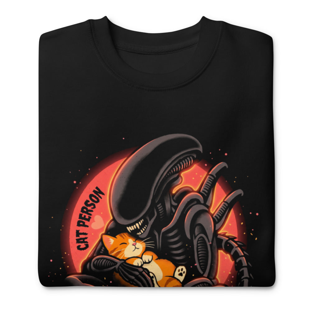 Suéter Cat Person Xenomorph Hugging Orange Kitten - Doblado
