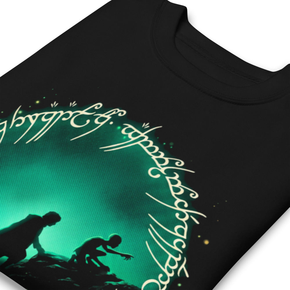 Suéter Frodo Sam Gollum One Ring Script Green Glow - Doblado zoom