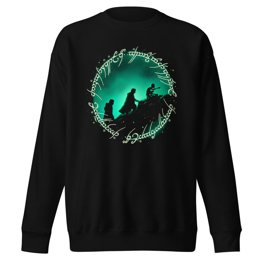 Suéter Frodo Sam Gollum One Ring Script Green Glow - Frente