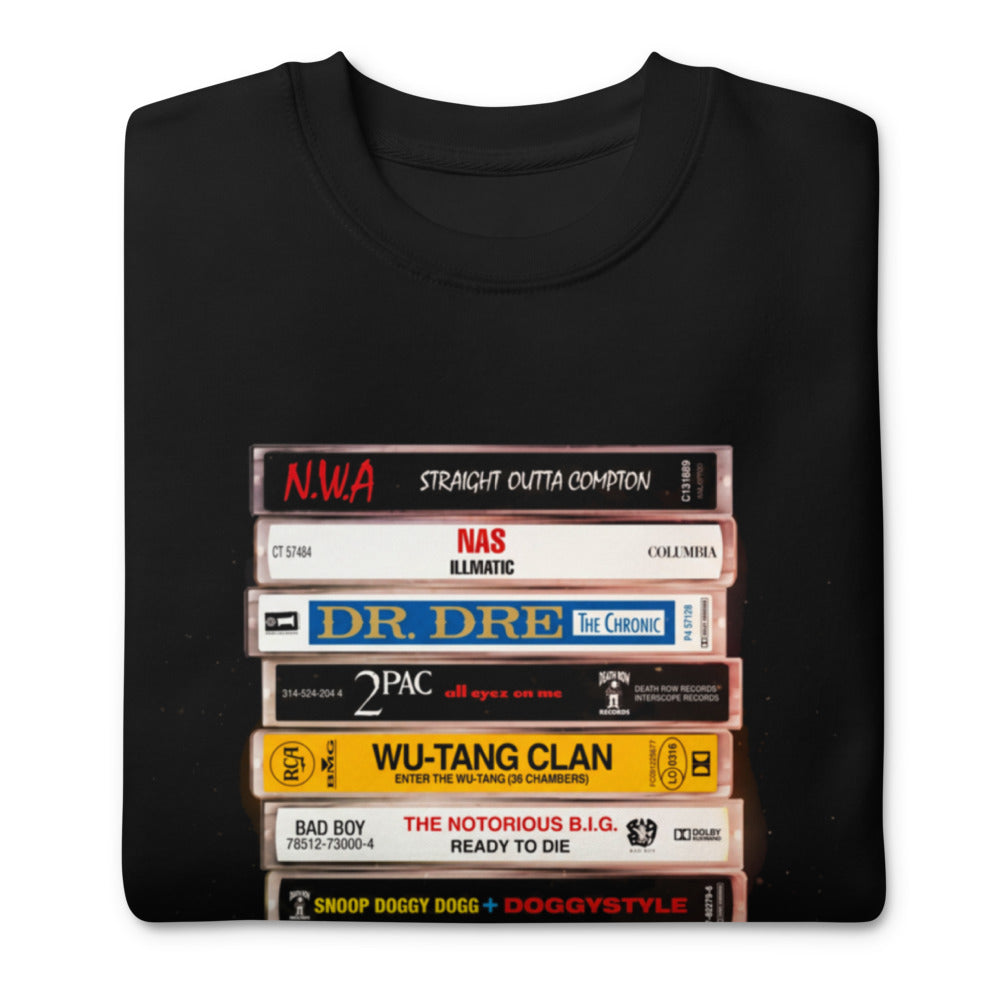 Suéter Hip Hop Cassette Stack NWA 2Pac Wu-Tang - Doblado