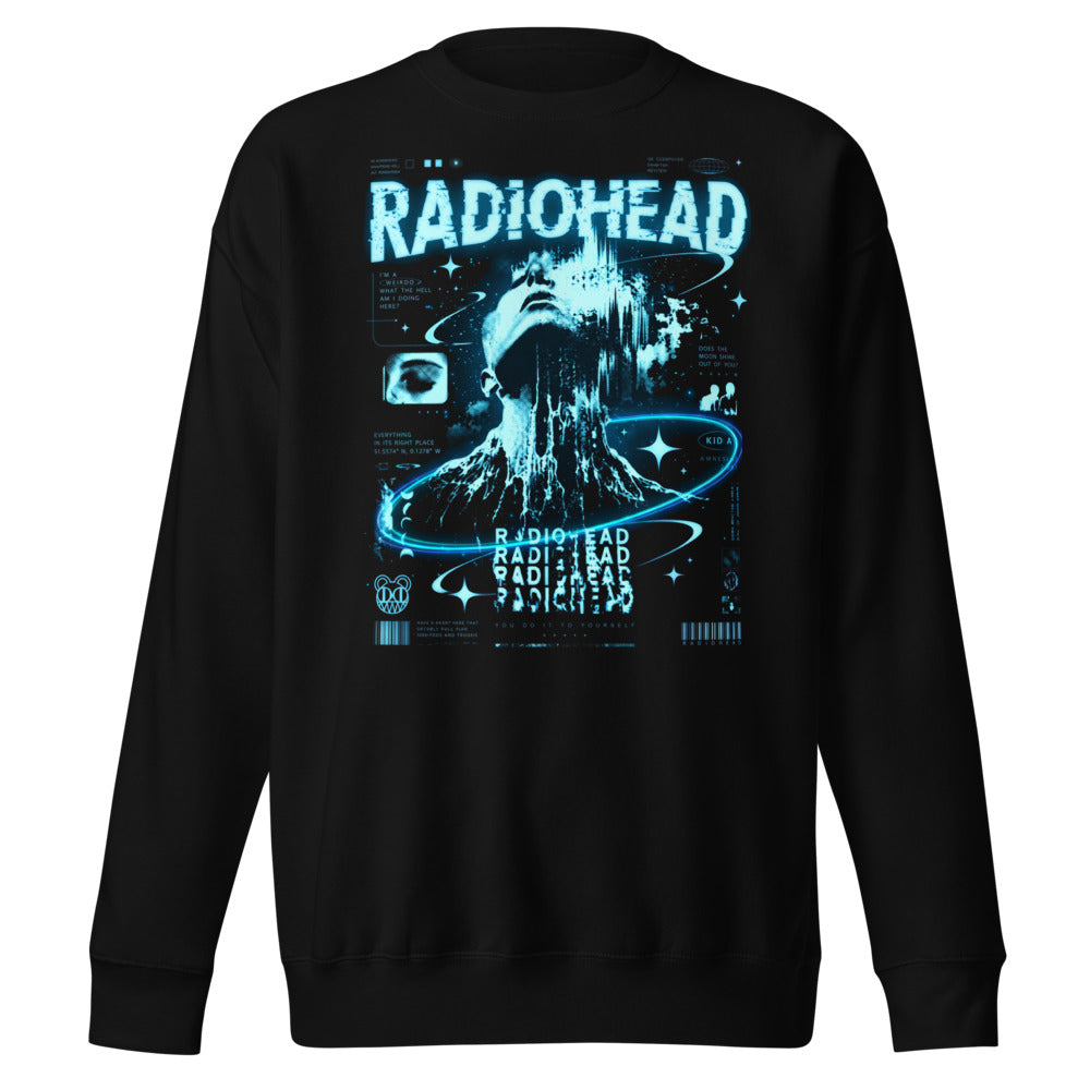 Suéter Radiohead Kid A Cyan Glitch Face - Frente