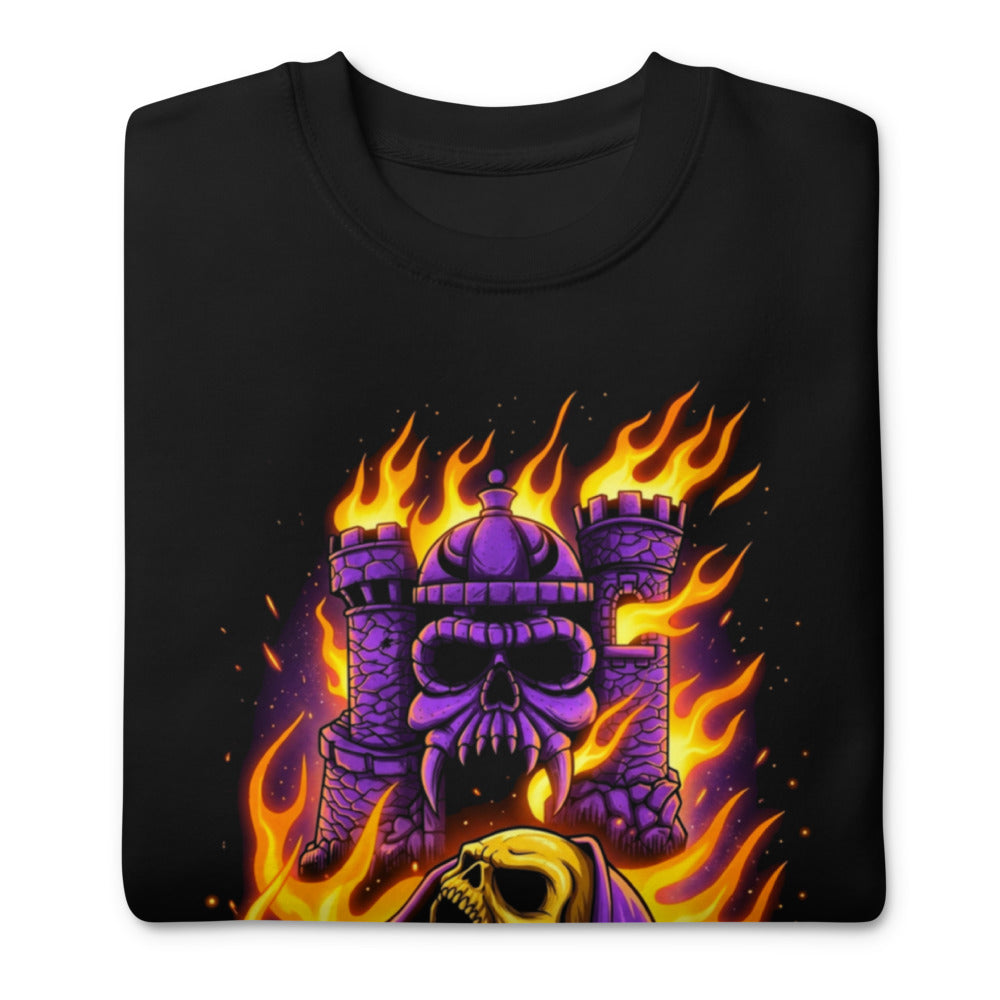 Suéter Skeletor Castle Grayskull Flames - Doblado
