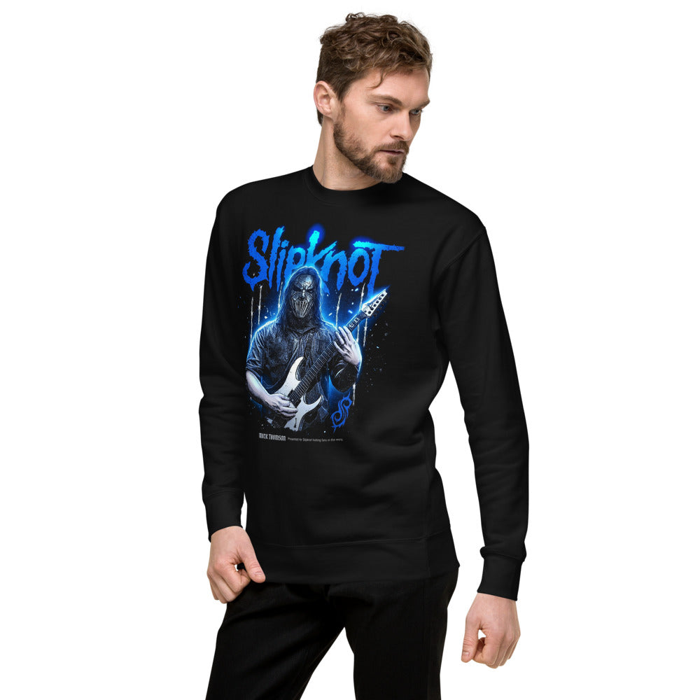 Suéter Slipknot Blue Neon Mask White Guitar - Lateral izquierdo