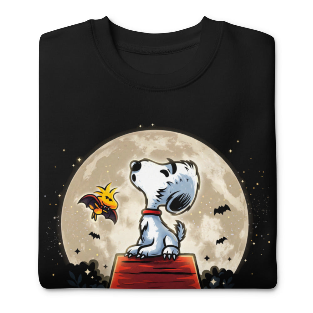 Suéter Snoopy Woodstock Vampire Full Moon Doghouse - Doblado