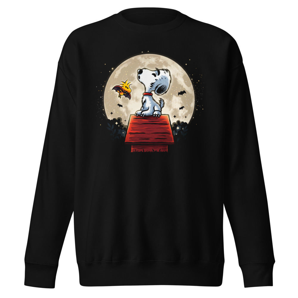 Suéter Snoopy Woodstock Vampire Full Moon Doghouse - Frente