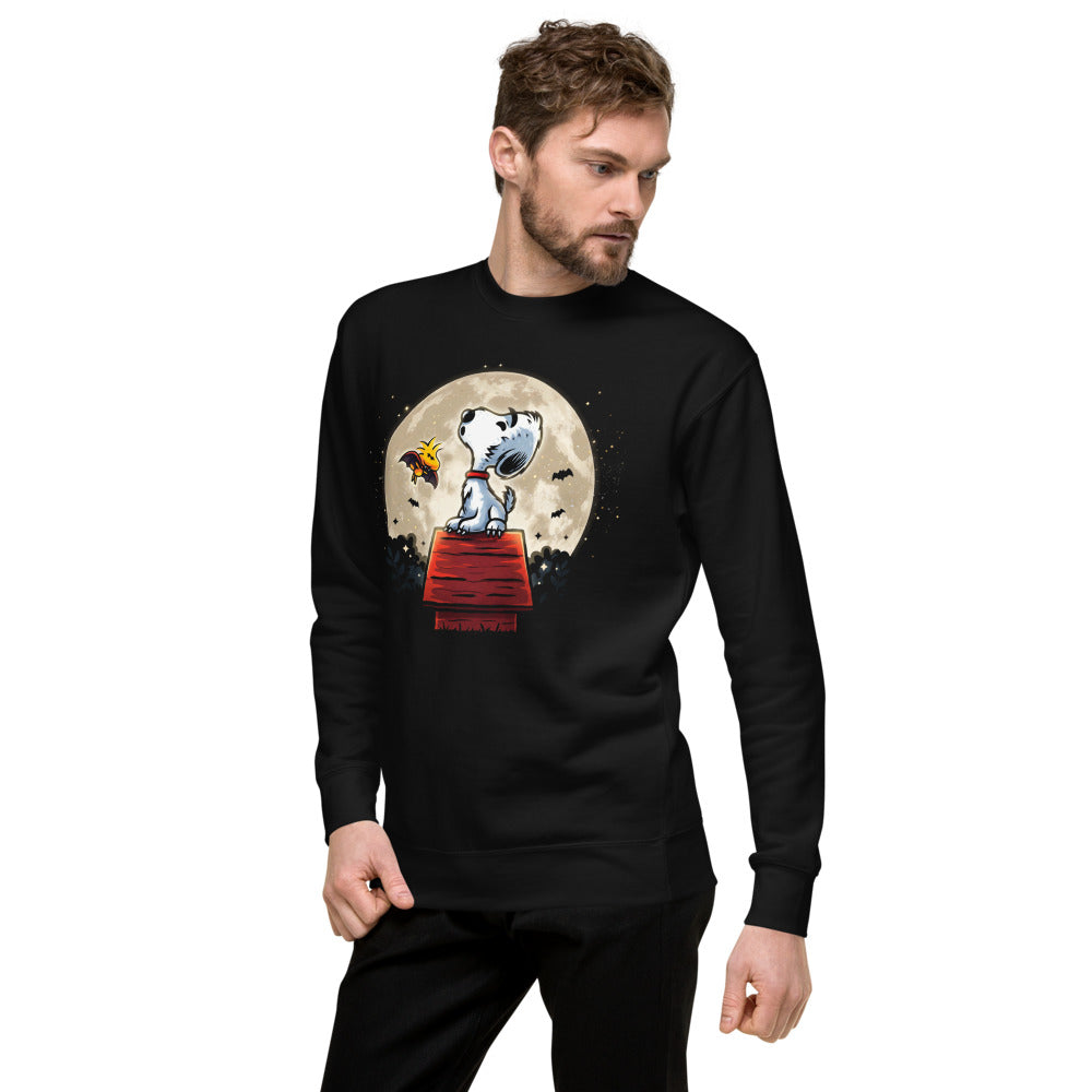 Suéter Snoopy Woodstock Vampire Full Moon Doghouse - Lateral izquierdo