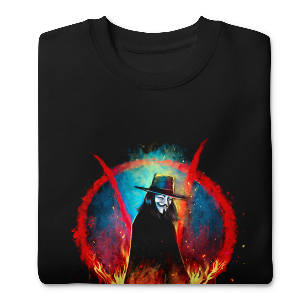 Suéter V For Vendetta Burning Big Ben Red V - Doblado