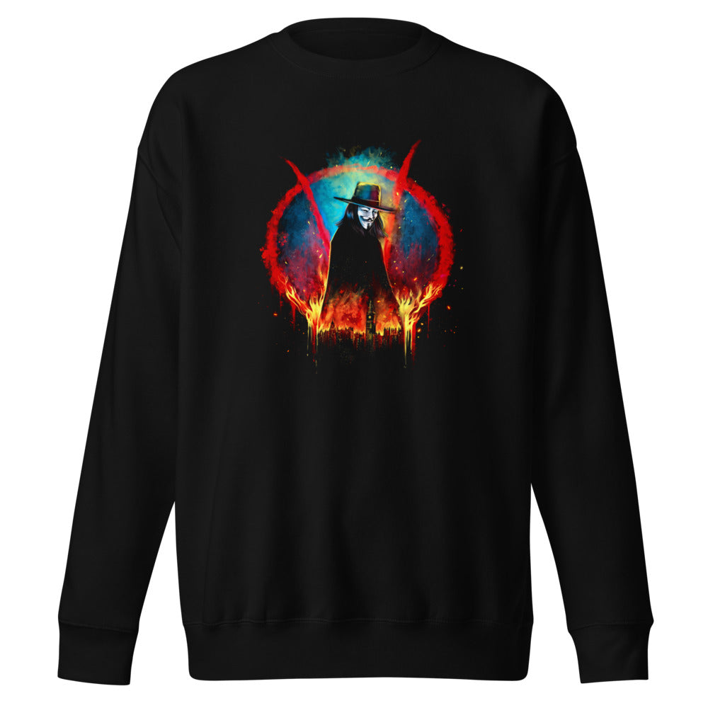Suéter V For Vendetta Burning Big Ben Red V - Frente