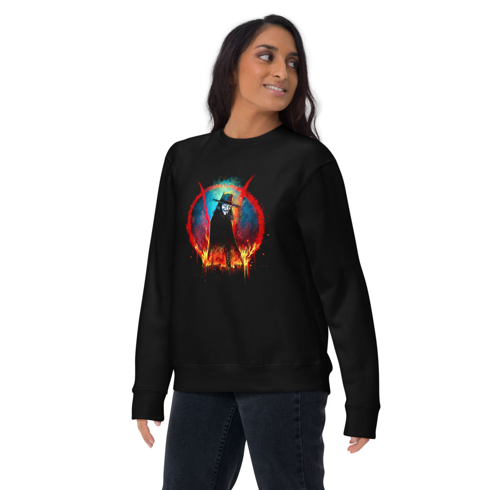 Suéter V For Vendetta Burning Big Ben Red V - Lifestyle mujer