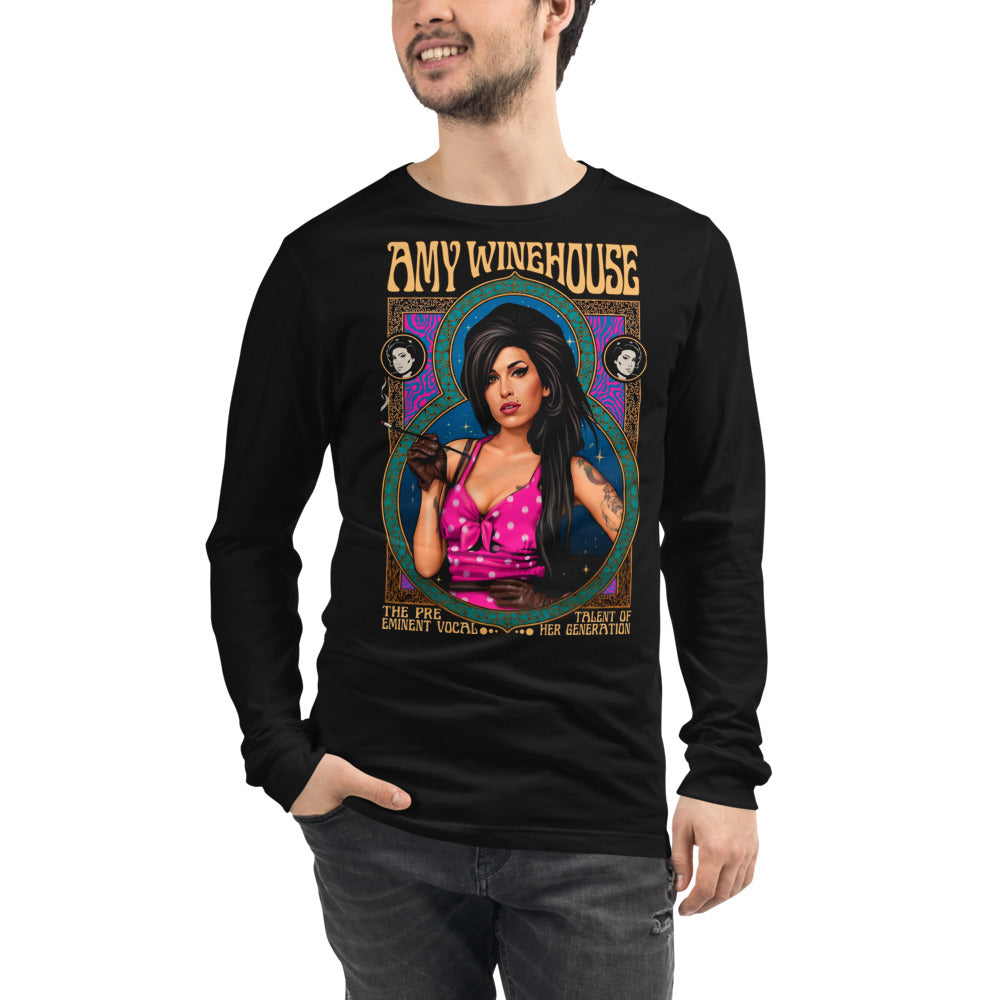 Amy Winehouse Pin Up Tattoo Art manga larga negra modelo masculino