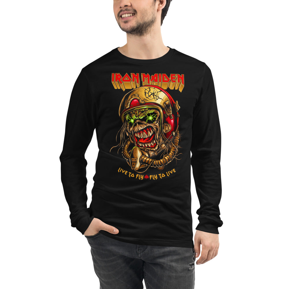 Iron Maiden Eddie Live To Fly Helmet manga larga negra modelo masculino