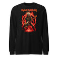 Iron Maiden Eddie Red Guitar Flames manga larga negra frente
