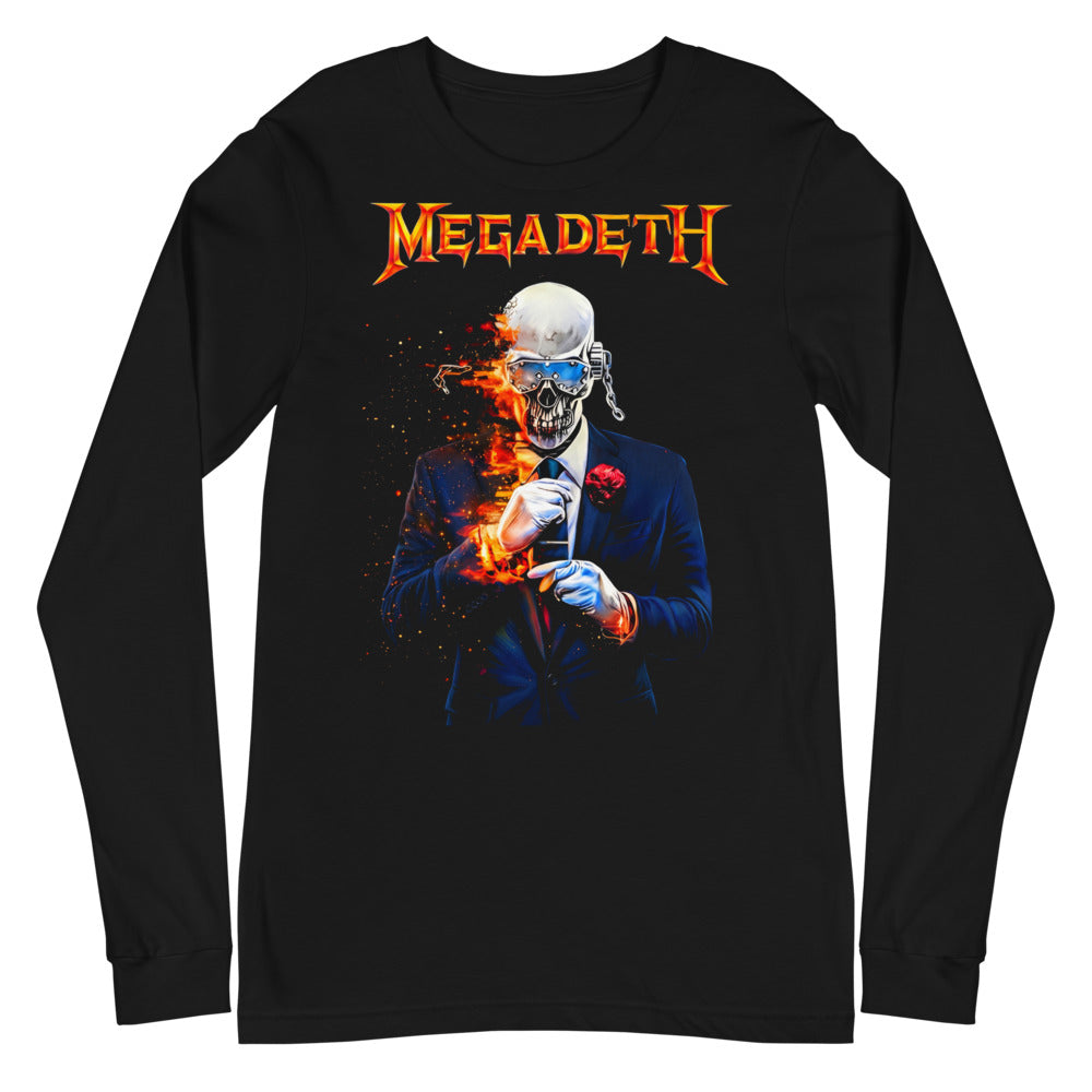 Megadeth Skeleton Suit Rose manga larga negra plano