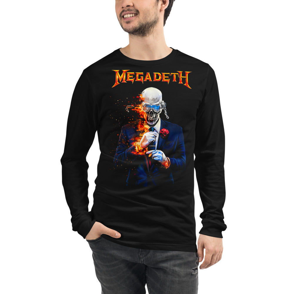 Megadeth Skeleton Suit Rose manga larga negra modelo masculino