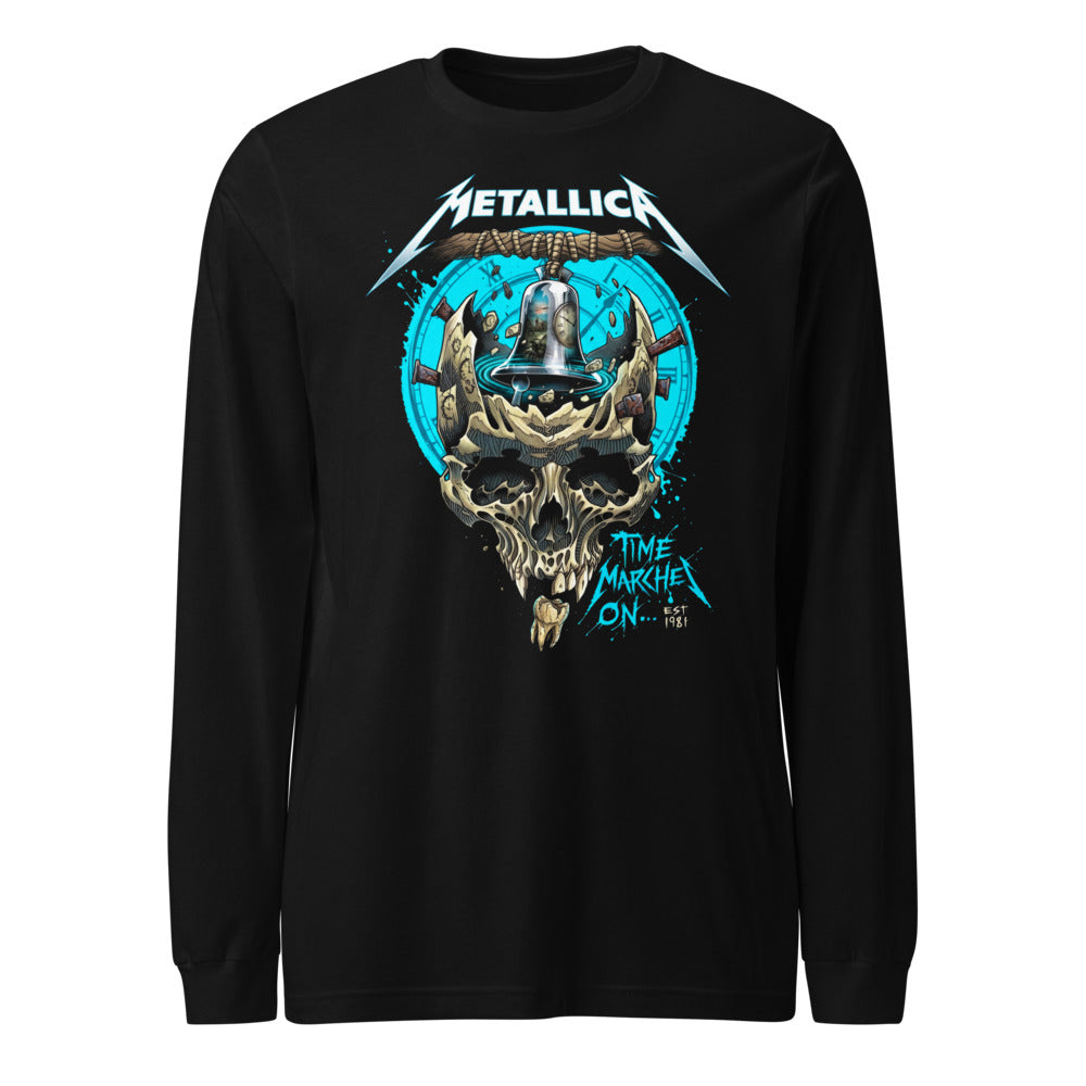 Metallica Bell Skull Time Marches On manga larga negra frente