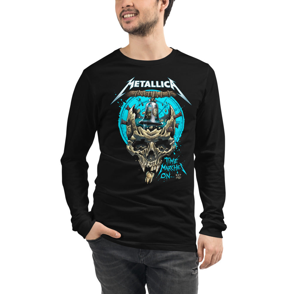Metallica Bell Skull Time Marches On manga larga negra modelo masculino