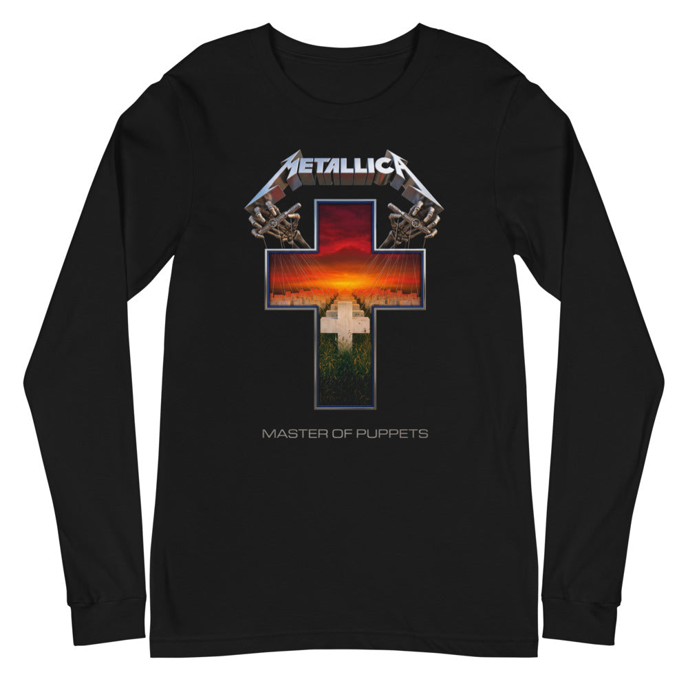 Metallica Master Of Puppets Cross Sunset manga larga negra plano