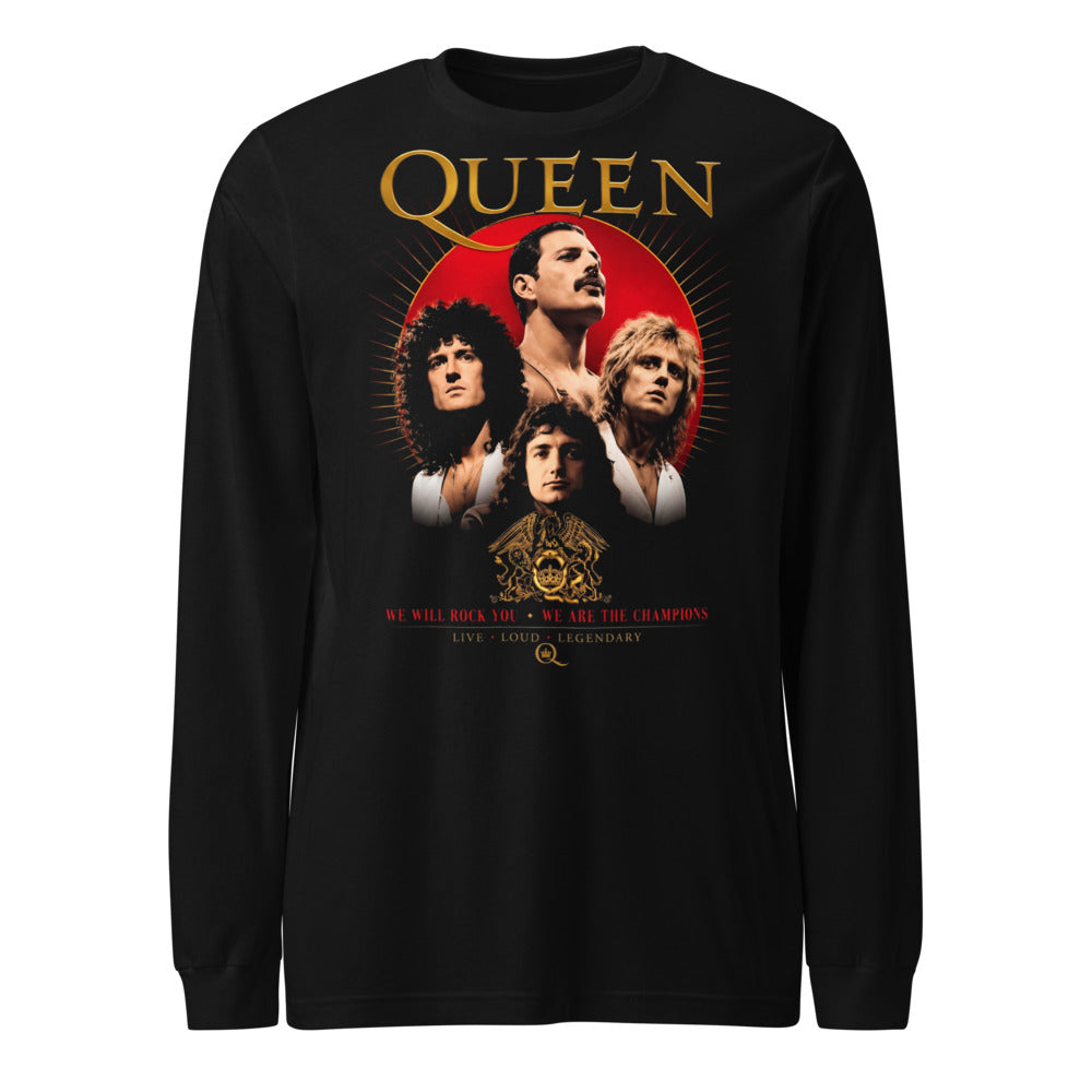 Queen Band We Will Rock You Gym manga larga negra frente