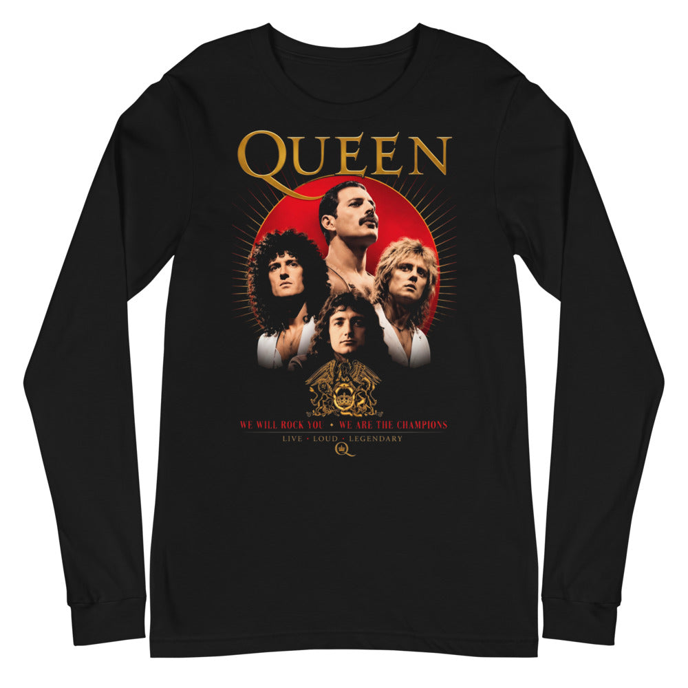 Queen Band We Will Rock You Gym manga larga negra plano