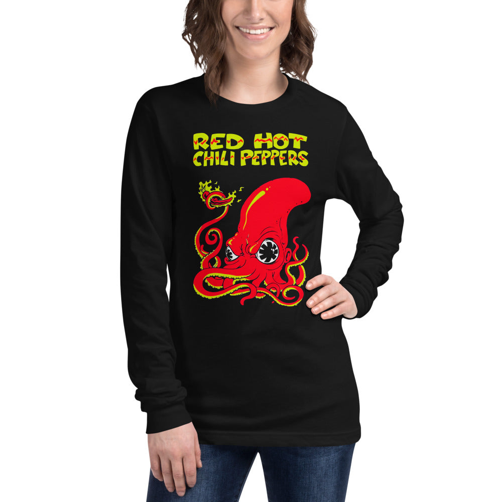 Red Hot Chili Peppers Octopus manga larga negra modelo femenina