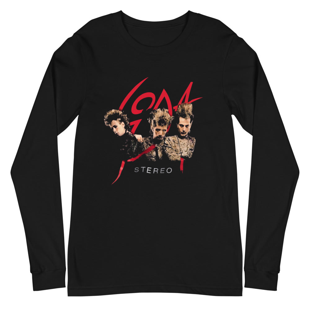 Soda Stereo Band Red Logo Photo manga larga negra plano
