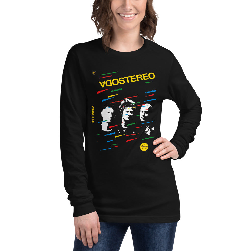 Soda Stereo Glitch VHS Cover manga larga negra modelo femenina