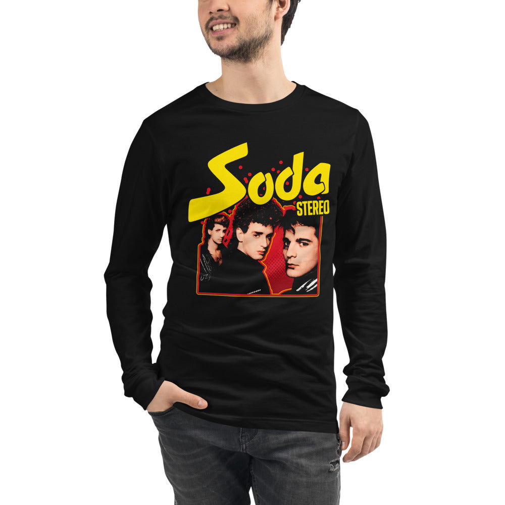 Soda Stereo Red Yellow Cover manga larga negra modelo masculino