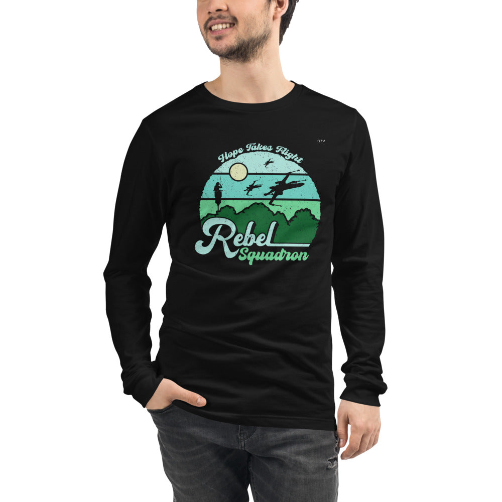 Star Wars Rebel Squadron X Wing Retro manga larga negra modelo masculino