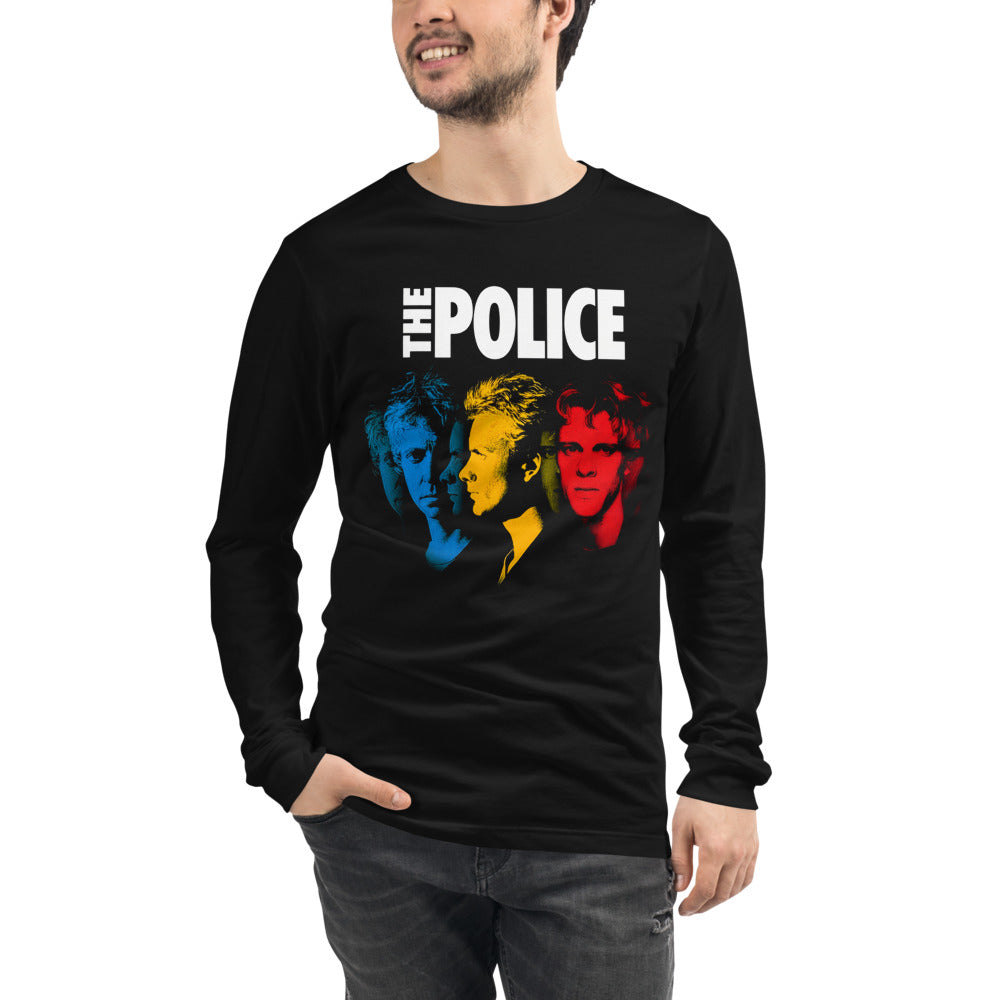 The Police Band Retro manga larga negra modelo masculino