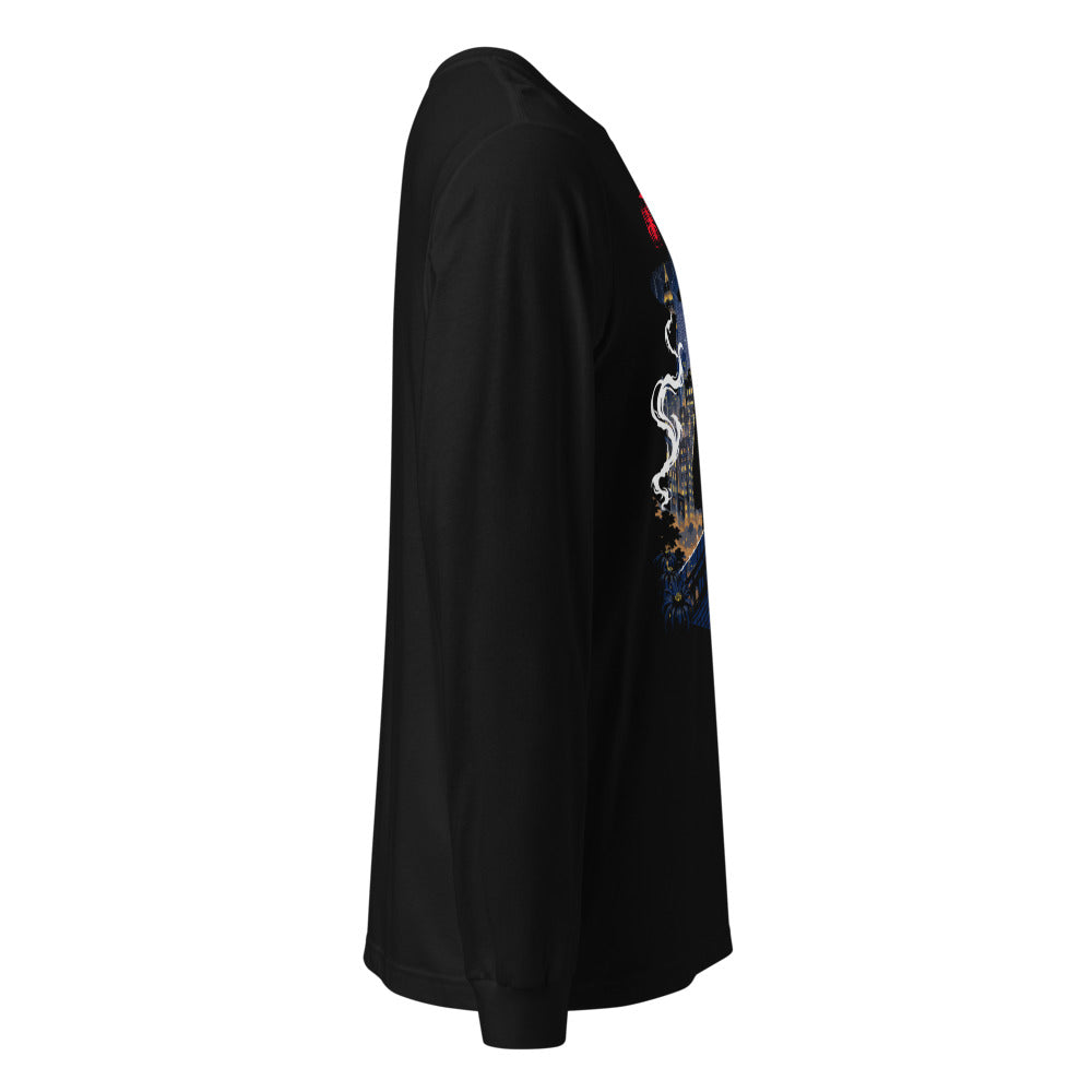 Spider Man Silhouette City Rain manga larga negra lateral