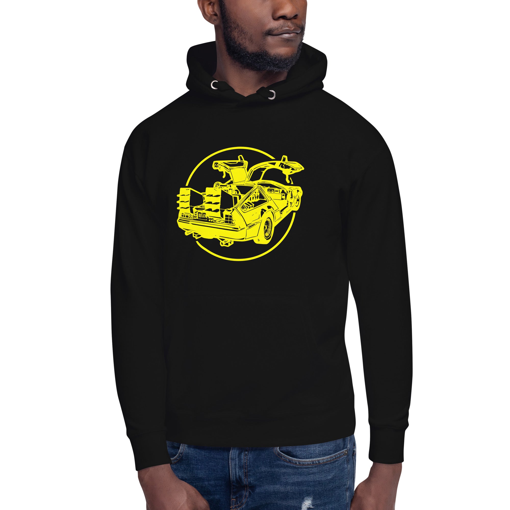Hoodie Delorean Amarillo, Disponible en la mejor tienda online para comprar tu merch favorita, la mejor Calidad, compra Ahora en Superstar!