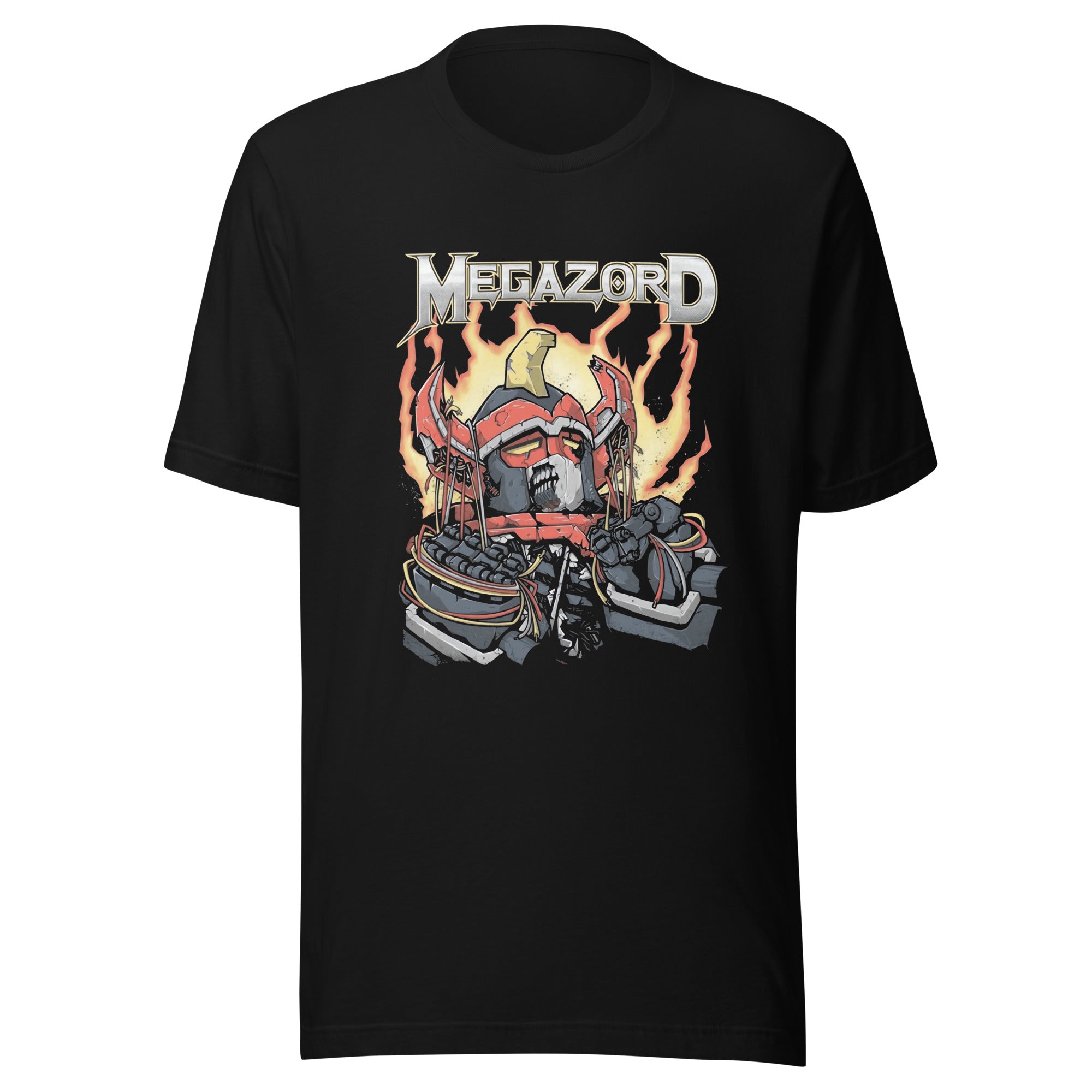 Playera Megazord, Es un producto de ropa que es ideal para los fanáticos de Los Power Rangers y Megadeth. Disponible en tallas y opciones de envío.