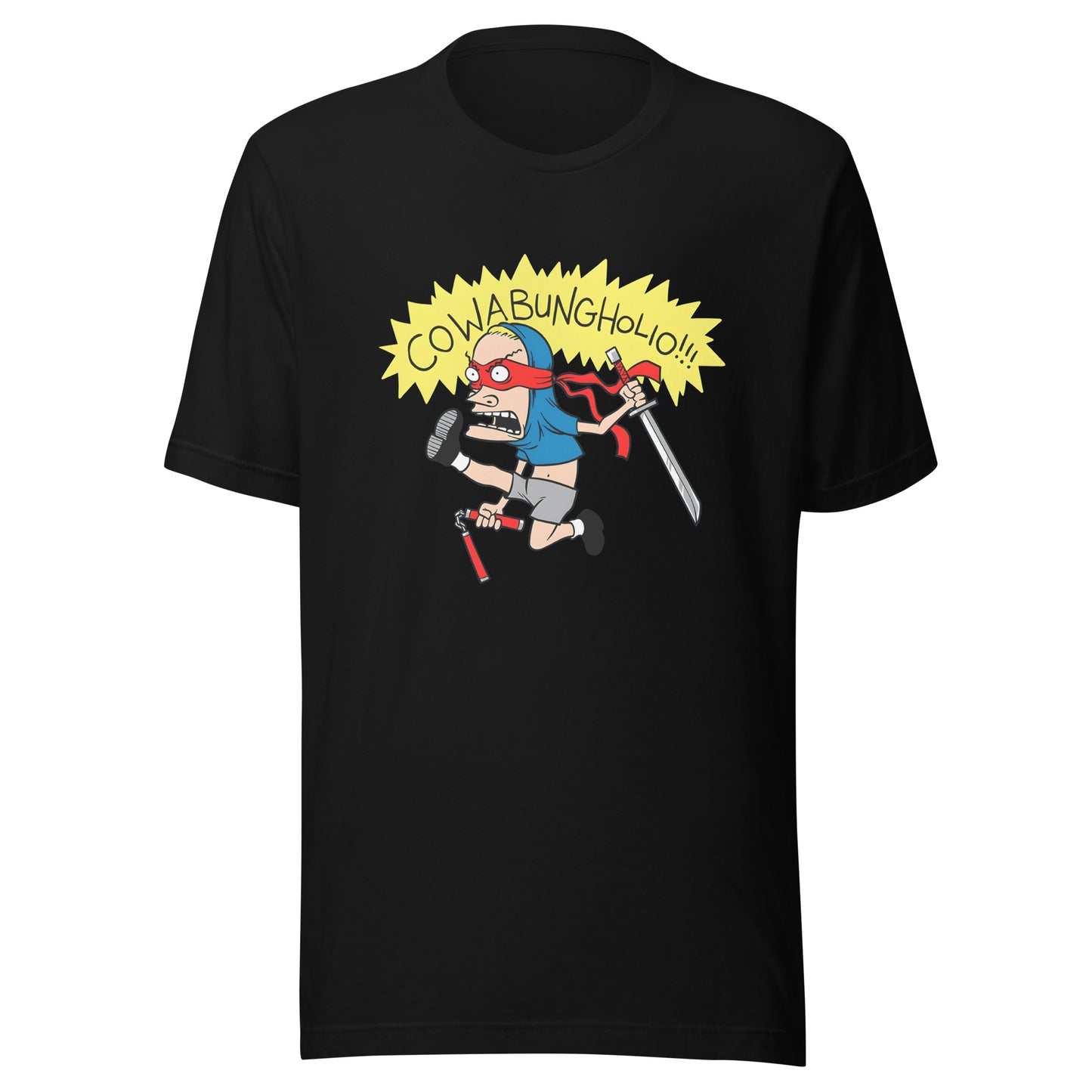 Camiseta Cowabungholio!!!   , Es un producto de ropa que es ideal para los fanáticos de Tortugas Ninja que deseen mostrar su amor de manera divertida.