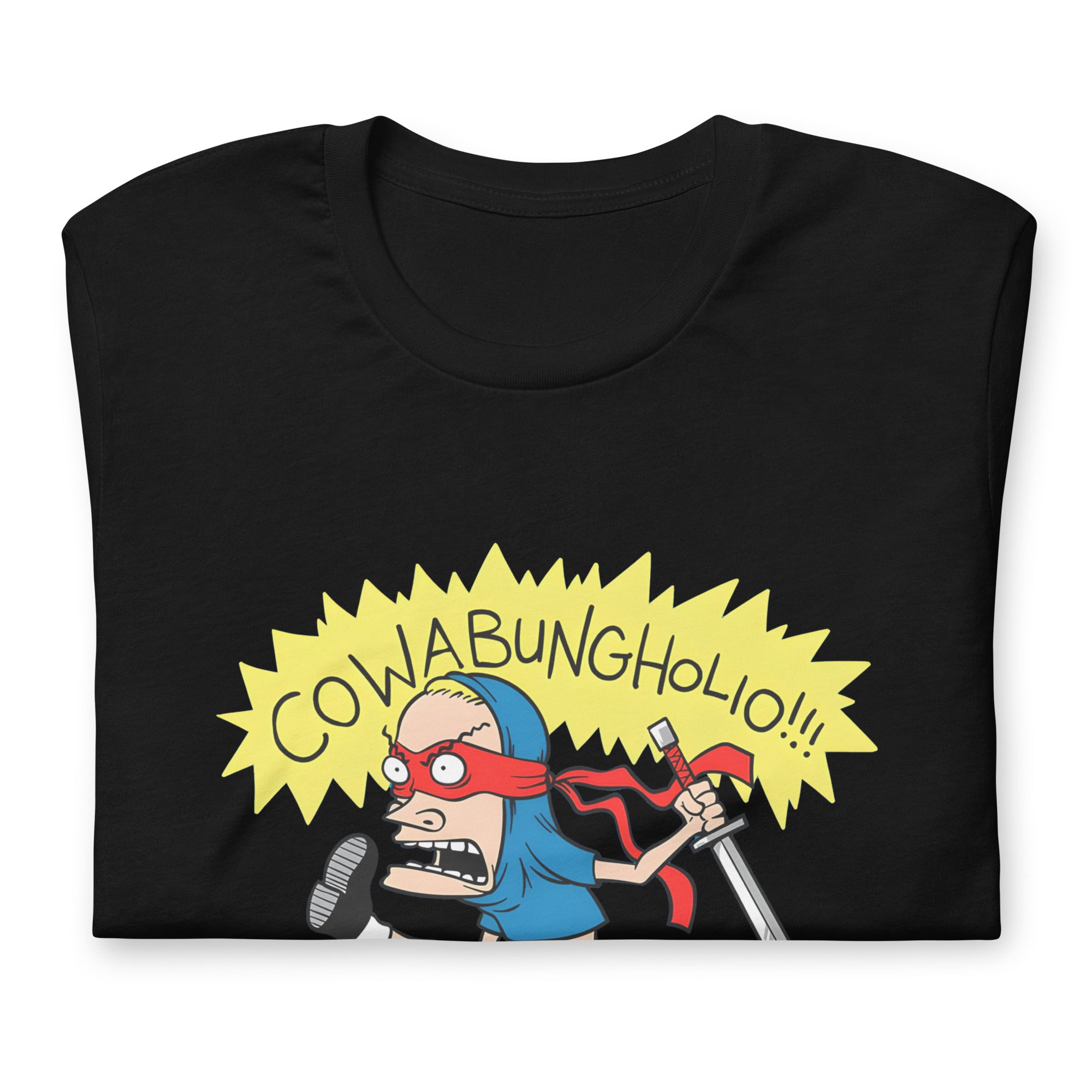 Camiseta Cowabungholio!!!   , Es un producto de ropa que es ideal para los fanáticos de Tortugas Ninja que deseen mostrar su amor de manera divertida.