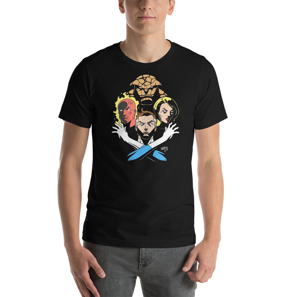 ¡Te presentamos nuestra nueva playera inspirada en uno de los equipos de superhéroes más emblemáticos de Marvel! Camiseta de Los 4 fantásticos 