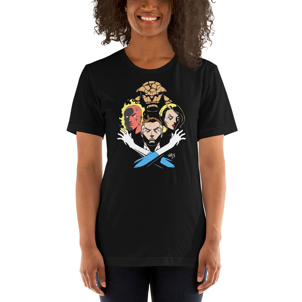¡Te presentamos nuestra nueva playera inspirada en uno de los equipos de superhéroes más emblemáticos de Marvel! Camiseta de Los 4 fantásticos 