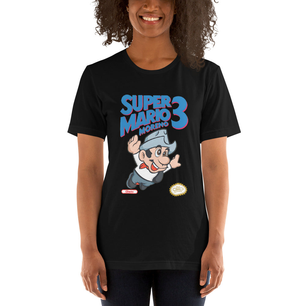 Camiseta de Super Mario Moreno, Es un producto de ropa que es ideal para los fanáticos de Cantinflas y Mario Bross que deseen mostrar su amor.