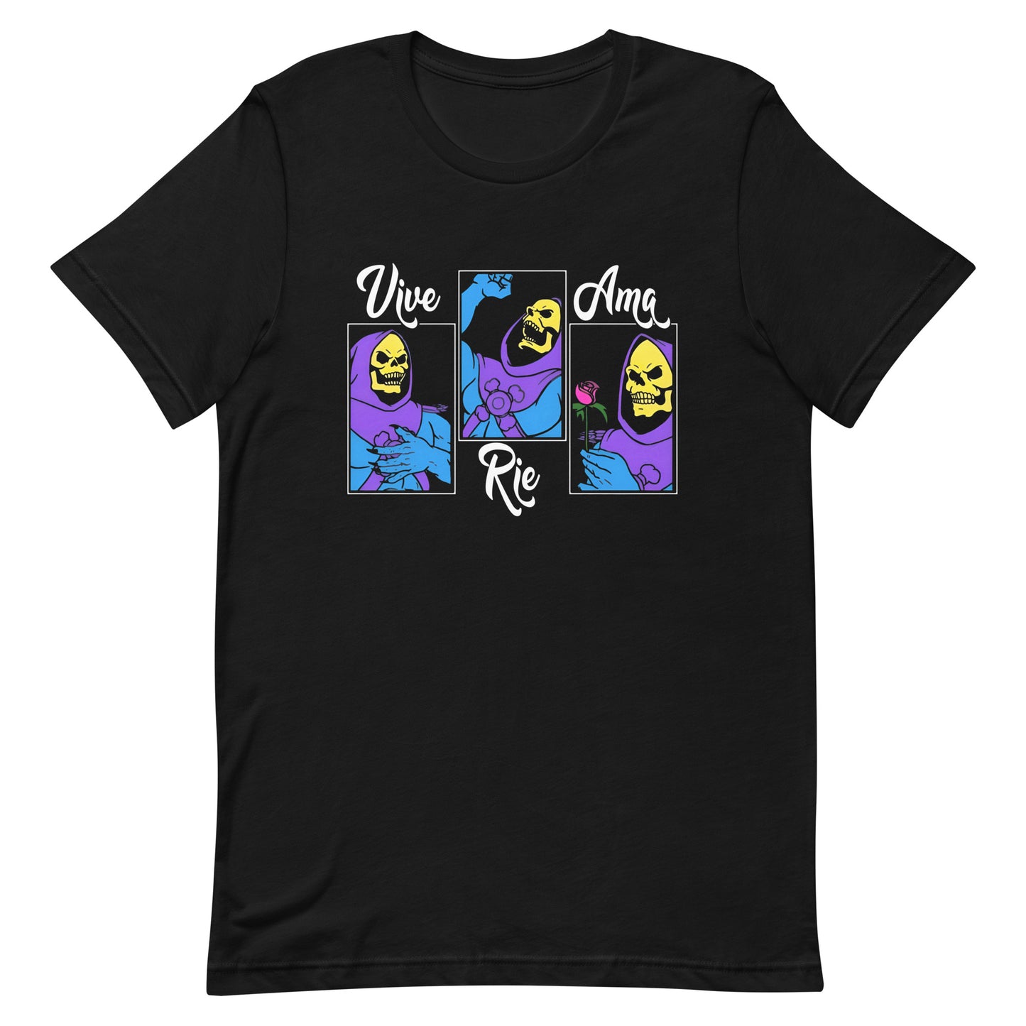 Camiseta Skeletor Vive, Rie y Ama, Disponible en la mejor tienda online para comprar tu merch favorita, la mejor Calidad, compra Ahora en Superstar! 