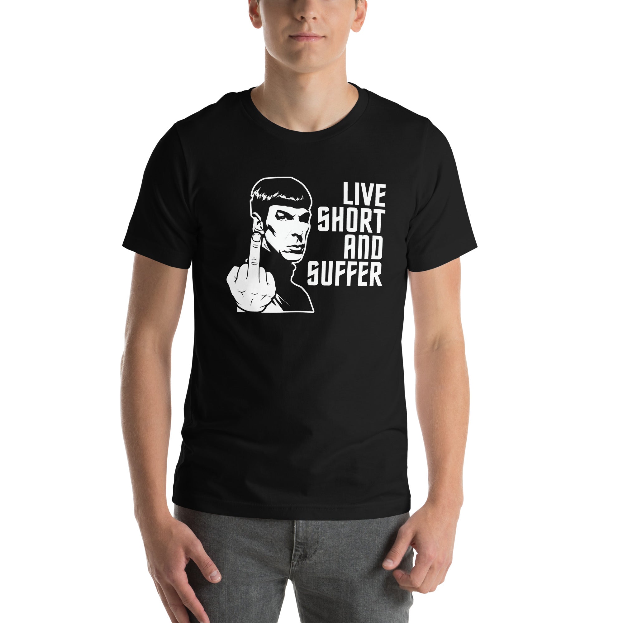 ¡Compra el mejor merchandising en Superstar! Encuentra diseños únicos y de alta calidad, Playera Live Short and Suffer