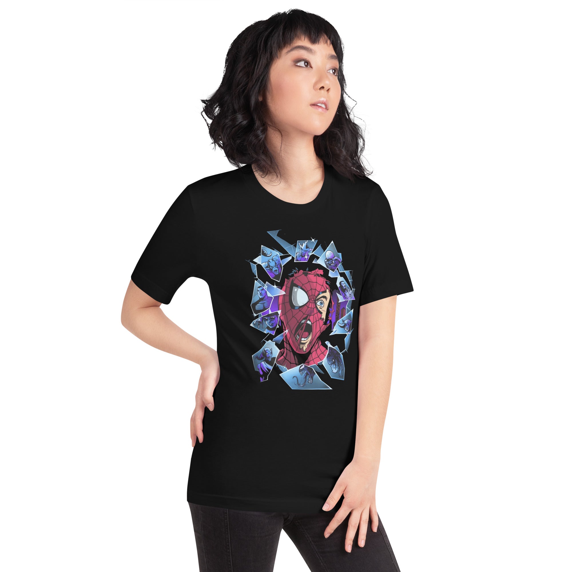 Camiseta Multiverso de Spiderman, Disponible en la mejor tienda online para comprar tu merch favorita, la mejor Calidad, compra Ahora en Superstar! 
