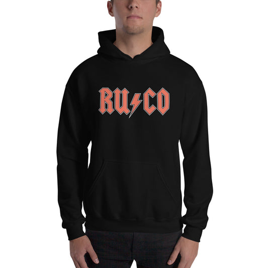 Hoodie RU/CO, Es un producto de ropa que es ideal para los fanáticos de AC/DC  que deseen mostrar su amor de manera divertida y original.